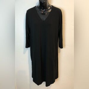 J. Jill Black Wearever collection long sleeve v neck dress small